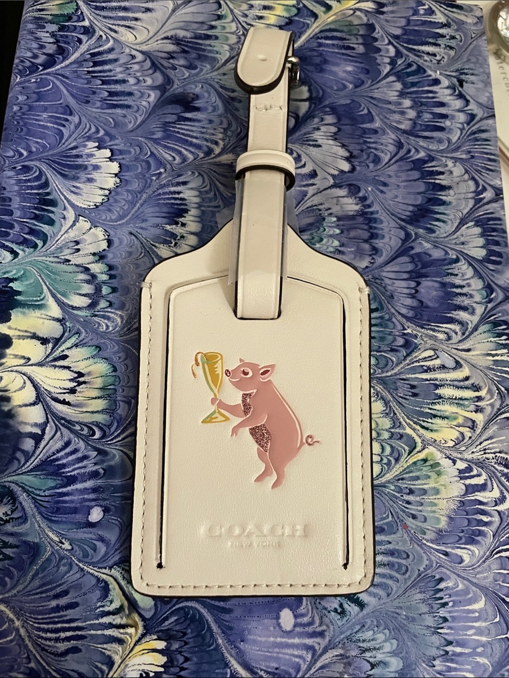 Coach Luggage Tag Party Pig Print. New without tags.